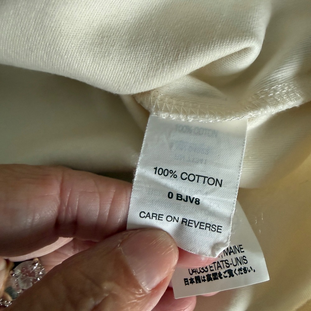 LL Bean Womens Cream V-Neck Short Sleeve 100% Cotton T-Shirt Size S 0BJV8 - Picture 6 of 7